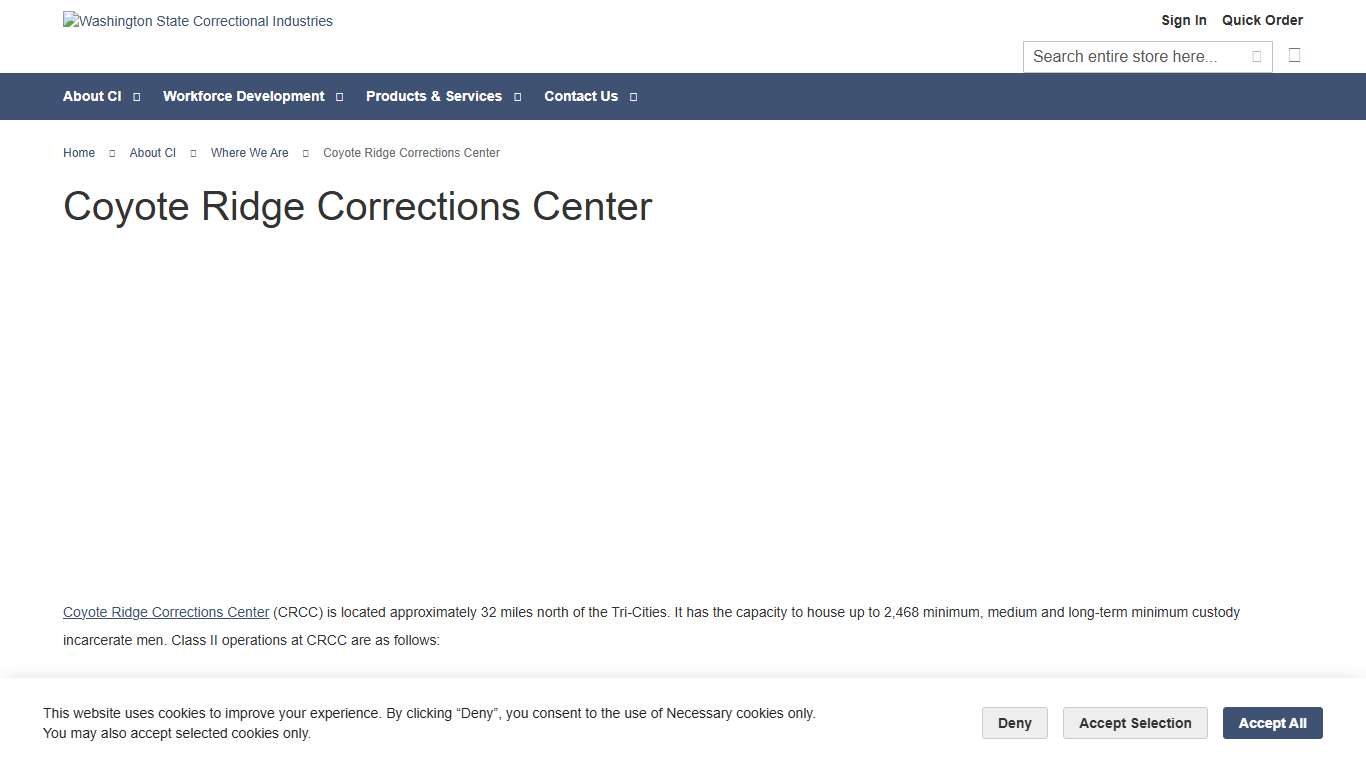 Coyote Ridge Corrections Center - Where We Are - About CI